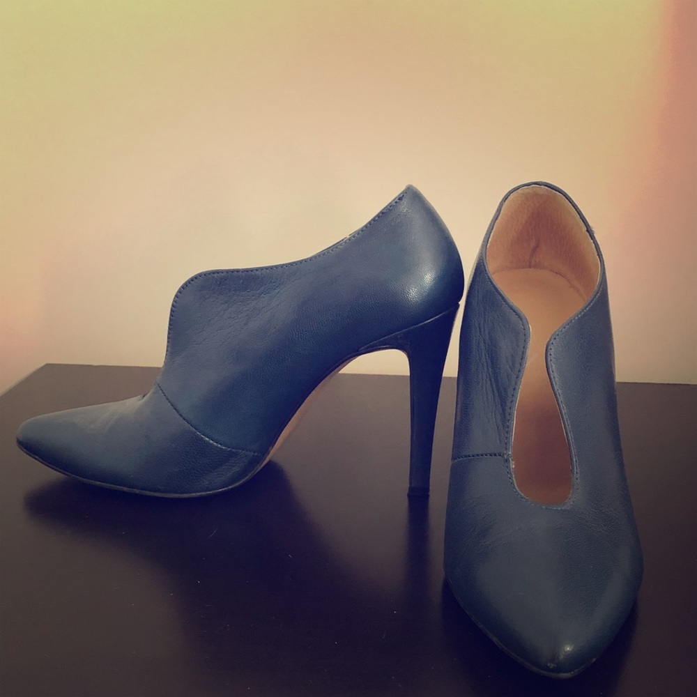 Blue Italian Leather Booties